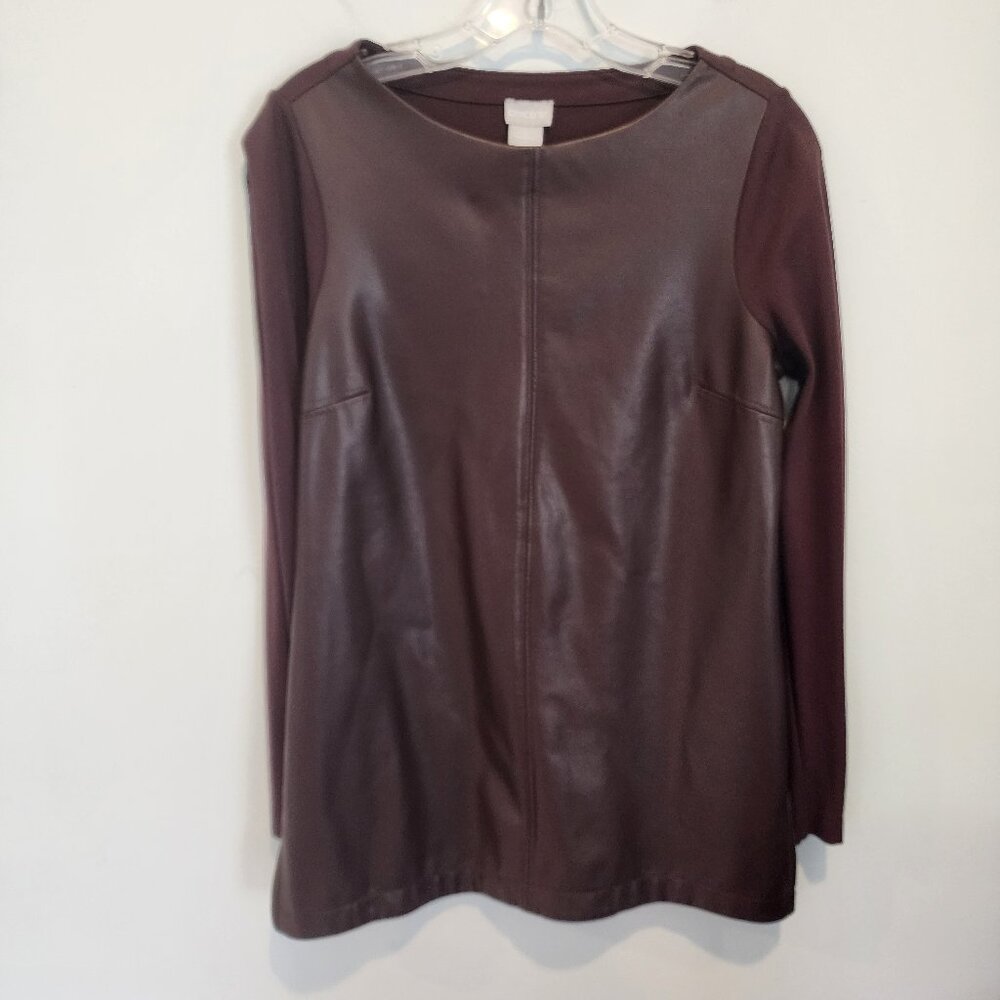 Chico's Faux Leather Front Ponte Tunic, Chico's size 0, Like New